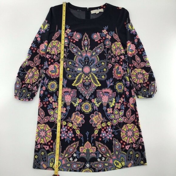 Loft Ann Taylor Women's Shift Dress Long sleeves‎ Floral Design Multicolor PXS - Picture 3 of 10